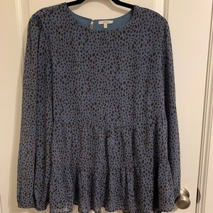 Blue & brown “spotty dot” tiered top - Medium
